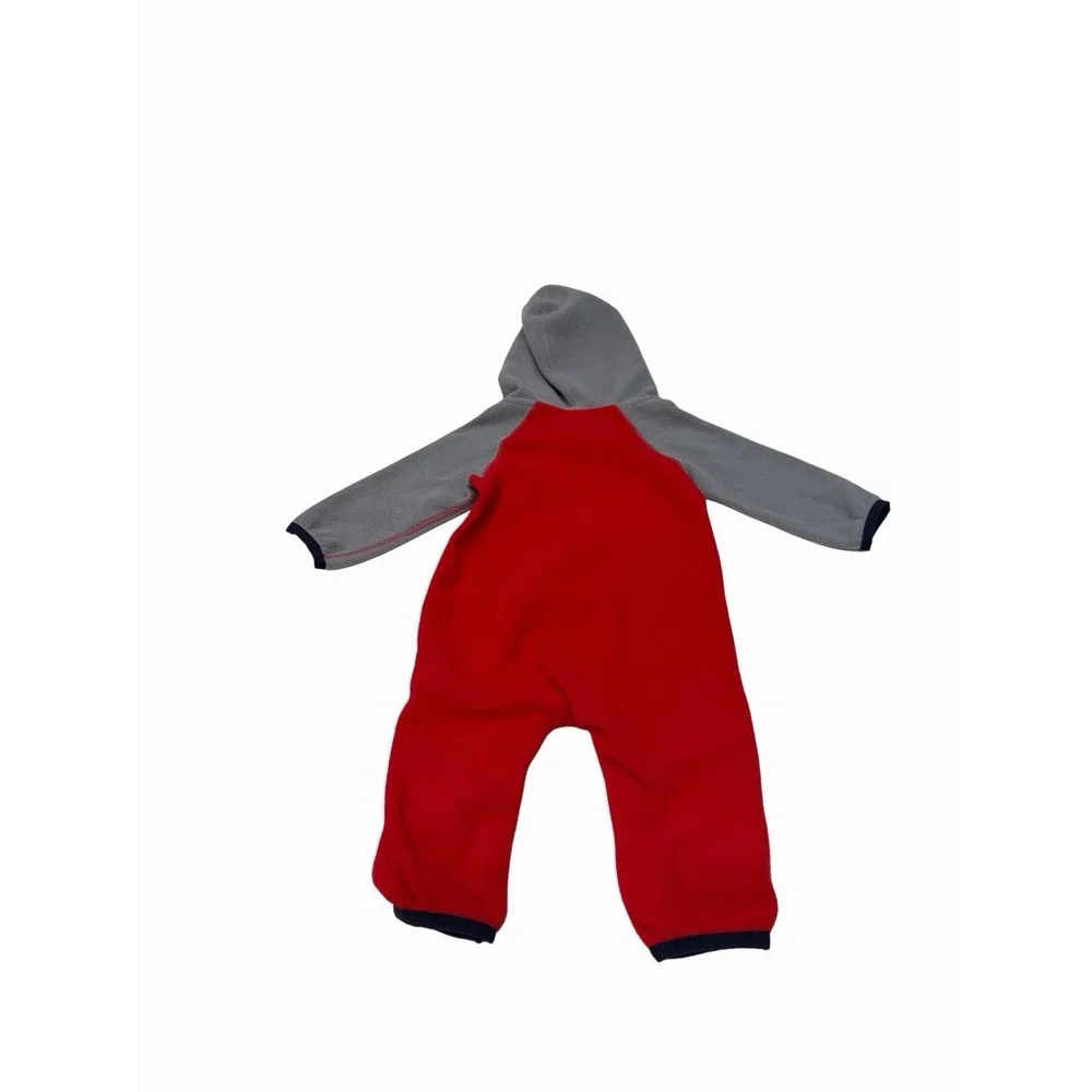 The North Face Unisex Toddler One Piece Logo Red Grey Fleece Romper 3-6 Month